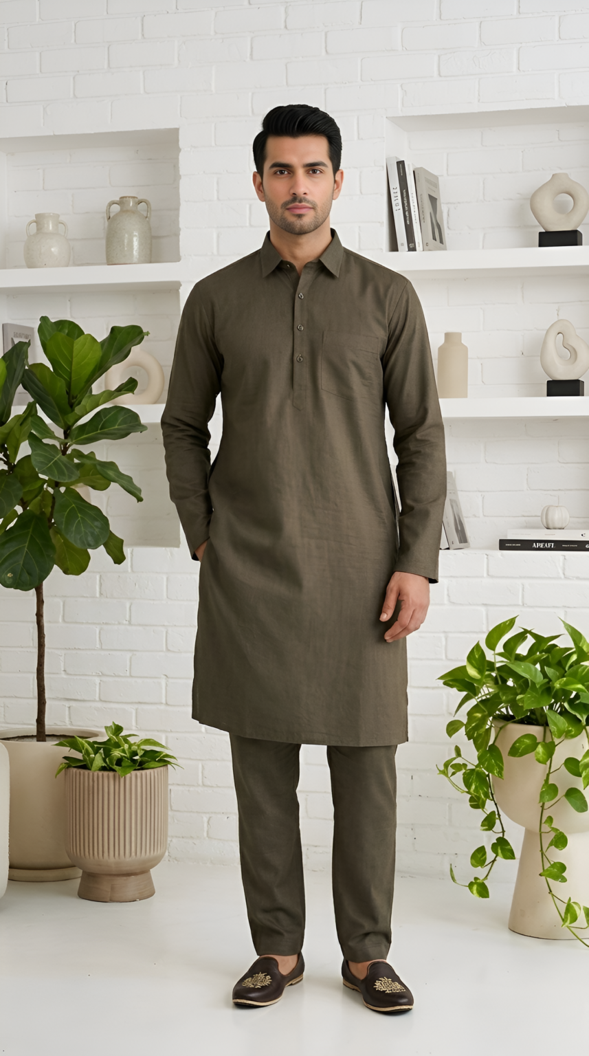 olive-green-kurta-pajama-for-men