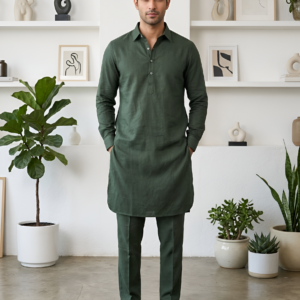 Elegant Emerald Green Cotton Kurta Pajama