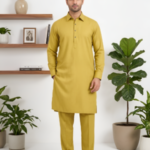 Vibrant Mustard Yellow Cotton Kurta Pajama