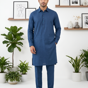 Navy Blue Cotton Kurta Pajama